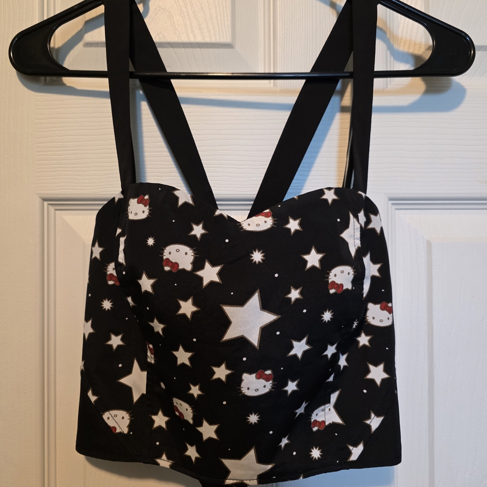 Hello Kitty Black and White Star Crop Top